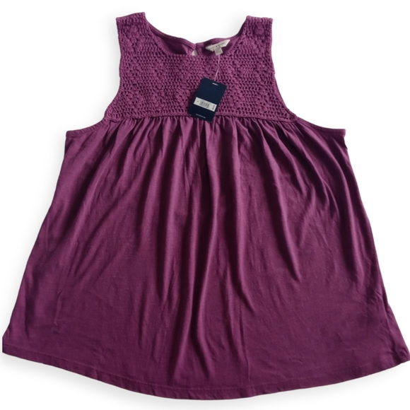 NWT- Lucky Brand Women's Crochet Tank Top Sleeveless.Size S. Color Purple. - Picture 4 of 16